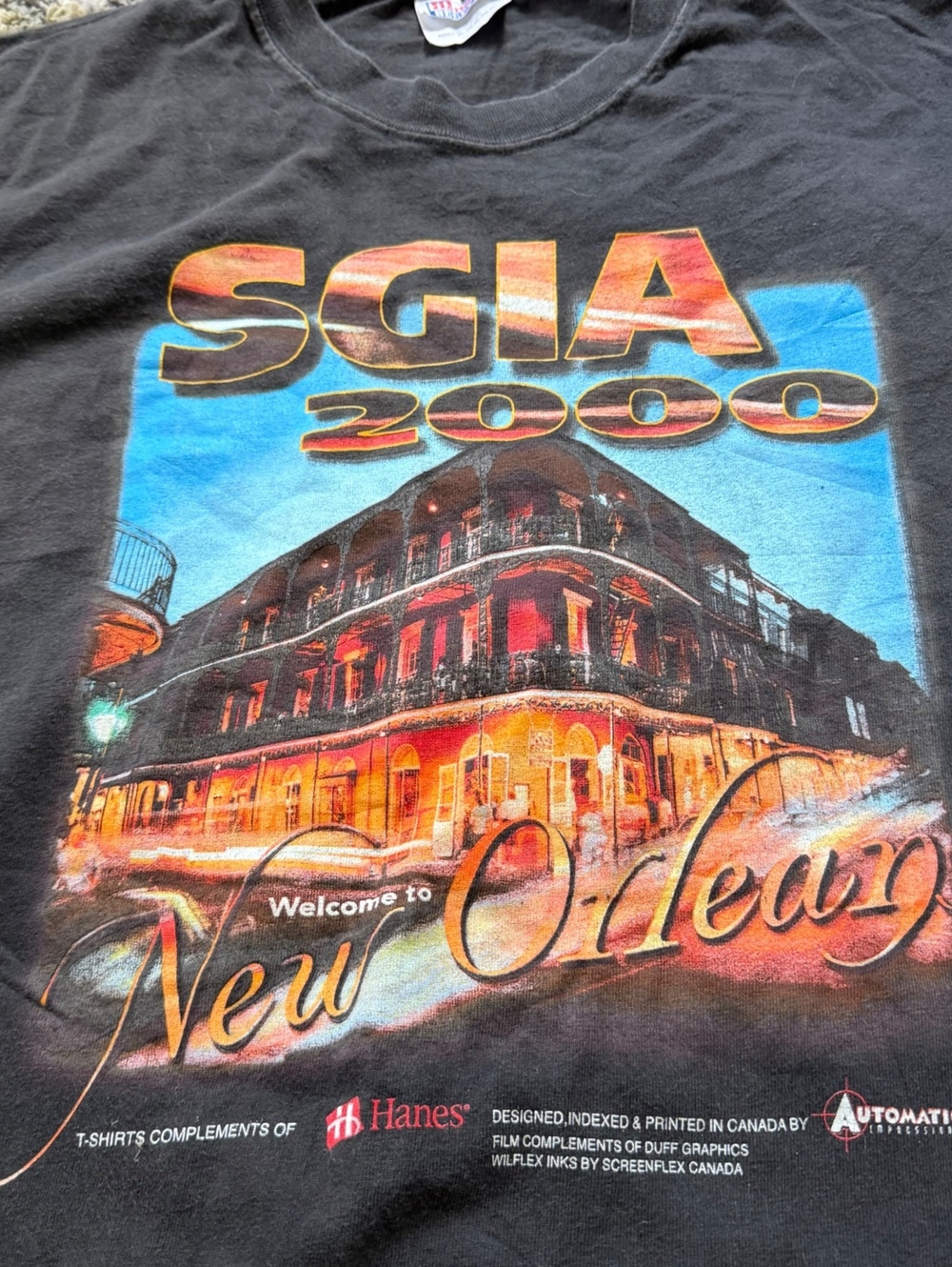 Vintage 2000 SGIA New Orleans Hanes Beefy-T Black T-Shirt Size XL